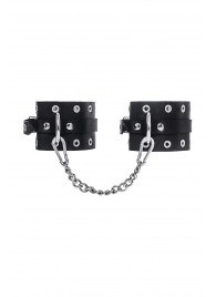 Черные кожаные однослойные оковы с люверсами - Pecado - купить с доставкой в Южно-Сахалинске