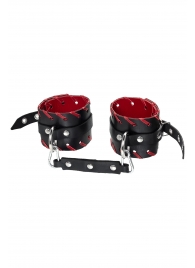 Черно-красные оковы из натуральной кожи - Pecado - купить с доставкой в Южно-Сахалинске