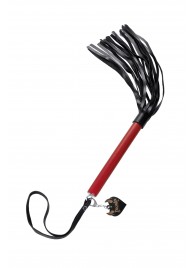 Черно-красная кожаная плеть - 50 см. - Pecado - купить с доставкой в Южно-Сахалинске