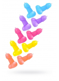 Набор из 10 разноцветных свечей в форме пениса - Pecado - купить с доставкой в Южно-Сахалинске