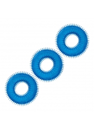 Комплект из трех голубых колец для эрекции 3-Pack Ultra-Stim Stretch Cock Rings - BlueLine - в Южно-Сахалинске купить с доставкой