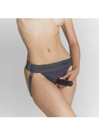 Серые трусики для фиксации насадок Strap-on-me Harness Lingerie Unique - Strap-on-me - купить с доставкой в Южно-Сахалинске