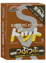 Презервативы Sagami Xtreme FEEL UP с точечной текстурой и линиями прилегания - 3 шт. - Sagami - купить с доставкой в Южно-Сахалинске