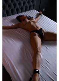 Черный кожаный набор фиксации на кровати Sex Game - БДСМ Арсенал - купить с доставкой в Южно-Сахалинске