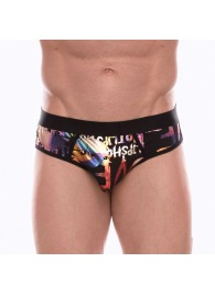 Черные трусы-джоки с разноцветным блестящим принтом - Don Moris купить с доставкой