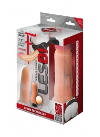 Телесный страпон Harness LESBI с вагинальной пробкой - 16,5 см. - LOVETOY (А-Полимер) - купить с доставкой в Южно-Сахалинске