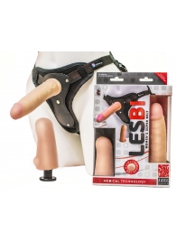 Телесный страпон Harness LESBI с вагинальной пробкой - 16,5 см. - LOVETOY (А-Полимер) - купить с доставкой в Южно-Сахалинске