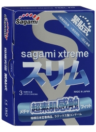 Розовые презервативы Sagami Xtreme FEEL FIT 3D - 3 шт. - Sagami - купить с доставкой в Южно-Сахалинске