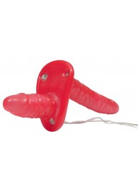 Красный женский страпон с вагинальной пробкой Bad Kitty - 18 см. - Orion - купить с доставкой в Южно-Сахалинске