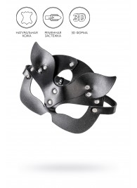 Черная кожаная рельефная маска кошки - Pecado - купить с доставкой в Южно-Сахалинске