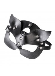 Черная кожаная рельефная маска кошки - Pecado - купить с доставкой в Южно-Сахалинске