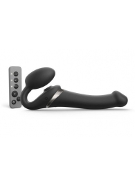Черный безремневой страпон Multi Orgasm Size M с клиторальной стимуляцией - Strap-on-me - купить с доставкой в Южно-Сахалинске
