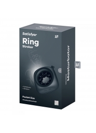 Черный мужской вибромассажер Ring Stroker - Satisfyer - в Южно-Сахалинске купить с доставкой