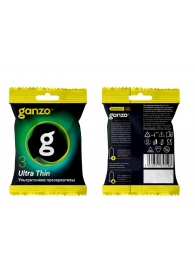Ультратонкие презервативы Ganzo Ultra thin в мягкой упаковке - 3 шт. - Ganzo - купить с доставкой в Южно-Сахалинске