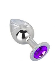 Большой плаг из стали с фиолетовым кристаллом Violet Dream - 9,5 см. - Erotic Fantasy - купить с доставкой в Южно-Сахалинске