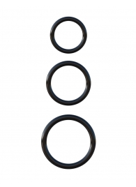 Набор из трех черных эрекционных колец Silicone 3-Ring Stamina Set - Pipedream - в Южно-Сахалинске купить с доставкой