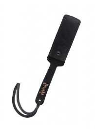 Черный твердый пэддл из натуральной кожи и дерева - 33 см. - Pecado - купить с доставкой в Южно-Сахалинске