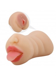 Телесный двусторонний мастурбатор Sarah - ротик и вагина - Baile - в Южно-Сахалинске купить с доставкой