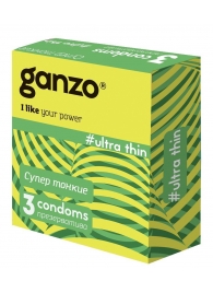 Ультратонкие презервативы Ganzo Ultra thin - 3 шт. - Ganzo - купить с доставкой в Южно-Сахалинске