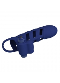 Синяя насадка на пенис Powerful Ring - 18,8 см. - Baile - в Южно-Сахалинске купить с доставкой