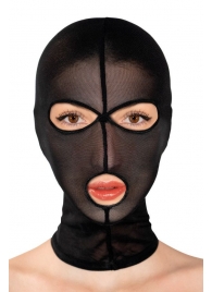 Черная сетчатая маска на голову с отверстиями для глаз и рта - Fetish Tentation - купить с доставкой в Южно-Сахалинске