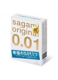Увлажнённые презервативы Sagami Original 0.01 Extra Lub - 2 шт. - Sagami - купить с доставкой в Южно-Сахалинске