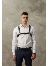 Черная мужская кожаная портупея №4 - БДСМ Арсенал - купить с доставкой в Южно-Сахалинске