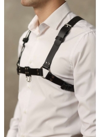 Черная мужская кожаная портупея №4 - БДСМ Арсенал - купить с доставкой в Южно-Сахалинске