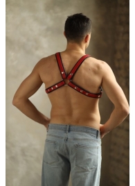 Черно-красная мужская портупея Black-Red - БДСМ Арсенал - купить с доставкой в Южно-Сахалинске