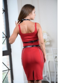 Черно-серебристая портупея-юбка plus size с цепочками - БДСМ Арсенал - купить с доставкой в Южно-Сахалинске