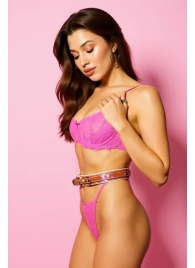 Эффектный розовый пояс из голографической эко-кожи - БДСМ Арсенал - купить с доставкой в Южно-Сахалинске