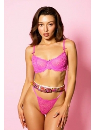 Эффектный розовый пояс из голографической эко-кожи - БДСМ Арсенал - купить с доставкой в Южно-Сахалинске