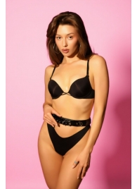 Эффектный черный пояс из лаковой эко-кожи - БДСМ Арсенал - купить с доставкой в Южно-Сахалинске