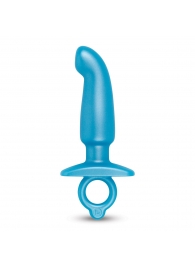 Голубая анальная пробка для массажа простаты Hither Silicone Prostate Plug - 14,3 см. - b-Vibe - в Южно-Сахалинске купить с доставкой