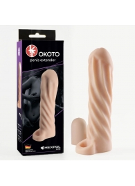 Телесная насадка-удлинитель Okoto со спиралевидным рельефом - 16 см. - Sitabella - в Южно-Сахалинске купить с доставкой