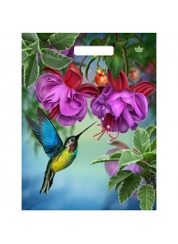 Пакет с принтом в виде колибри в цветах с вырубной ручкой (31х40 см) - Сима-Ленд - купить с доставкой в Южно-Сахалинске