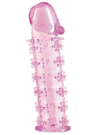 Розовая насадка на пенис с шипами - 12,5 см. - A-toys - в Южно-Сахалинске купить с доставкой