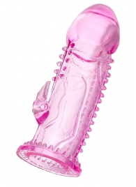 Розовая насадка на пенис с шипиками и коготком - 13,5 см. - A-toys - в Южно-Сахалинске купить с доставкой