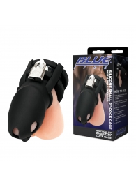 Черная клетка для пениса Silicone Small 2 in Cock Cage With Ball Divider - BlueLine - купить с доставкой в Южно-Сахалинске