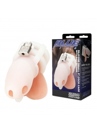 Белая клетка для пениса Silicone Small 2 in Cock Cage With Ball Divider - BlueLine - купить с доставкой в Южно-Сахалинске
