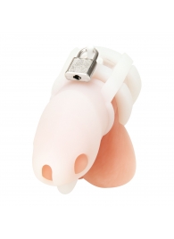 Белая клетка для пениса Silicone Small 2 in Cock Cage With Ball Divider - BlueLine - купить с доставкой в Южно-Сахалинске