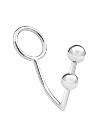 Кольцо на пенис с анальным стимулятором Two Bead Stainless Steel Anal Hook   Cock Ring - BlueLine - в Южно-Сахалинске купить с доставкой