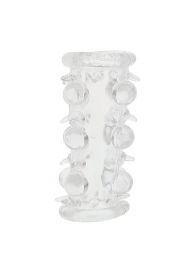 Прозрачная насадка на пенис с шипами и бугорками JELLY JOY LUST CLUSTER CLEAR - Dream Toys - в Южно-Сахалинске купить с доставкой