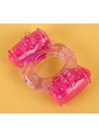 Фиолетовое виброкольцо с двумя вибропульками - Toyfa Basic - в Южно-Сахалинске купить с доставкой