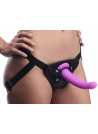 Лиловый поясной страпон Navigator Silicone G-Spot Dildo with Harness - 17,8 см. - XR Brands - купить с доставкой в Южно-Сахалинске