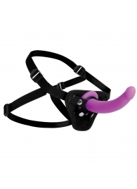 Лиловый поясной страпон Navigator Silicone G-Spot Dildo with Harness - 17,8 см. - XR Brands - купить с доставкой в Южно-Сахалинске