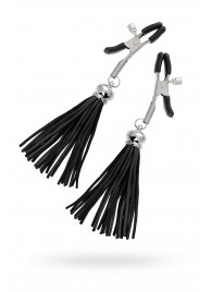 Зажимы на соски «Прищепки» с черными кисточками из замши - Pecado - купить с доставкой в Южно-Сахалинске