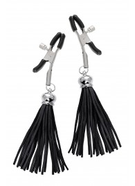 Зажимы на соски «Прищепки» с черными кисточками из замши - Pecado - купить с доставкой в Южно-Сахалинске