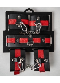 Черно-красный набор фиксаций: наручники, оковы и ошейник - Crazy Handmade - купить с доставкой в Южно-Сахалинске