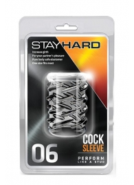 Прозрачная насадка с объёмными чёрточками STAY HARD COCK SLEEVE 06 CLEAR - Blush Novelties - в Южно-Сахалинске купить с доставкой